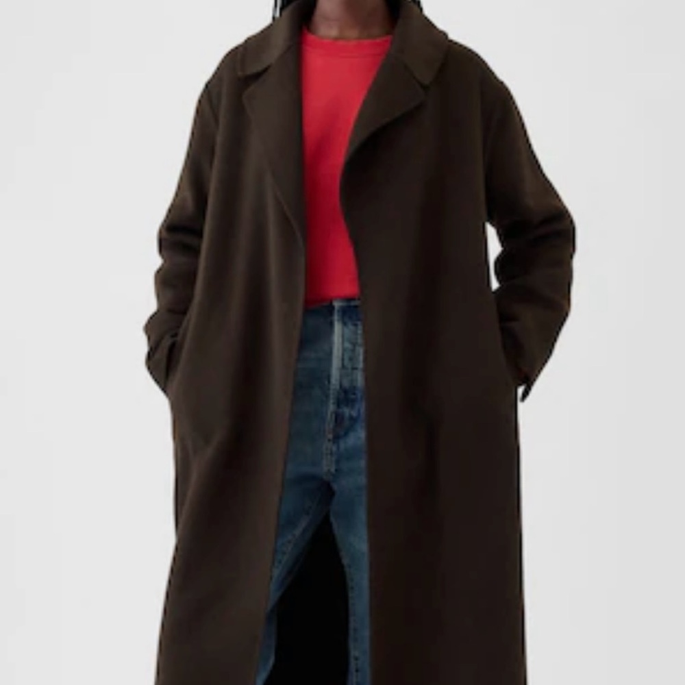 NWT Gap wool belted coat, brown XS petite
